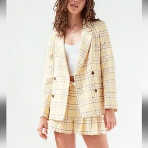 Aritzia Sunday Best Galt Blazer in Butter Yellow/White Plaid NWOT